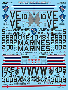 Декаль 1/32 USMC McDonnell F-4B Phantoms in the Vietnam War (AOA Decals)