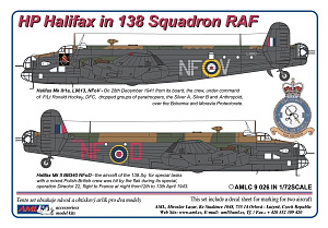 Декаль 1/72 Handley-Page Halifax Mk.I/Mk.II in 138 Squadron RAF (AML)