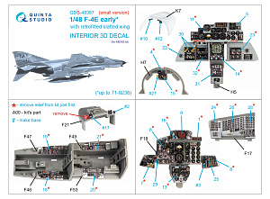 3D Декаль интерьера кабины F-4E early с установленным предкрылком крыла (Meng) (Small version)