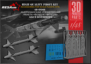 Дополнения из смолы 1/48 Управляемая ракета воздух — воздух AIM-9 Sidewinder (RESArm)