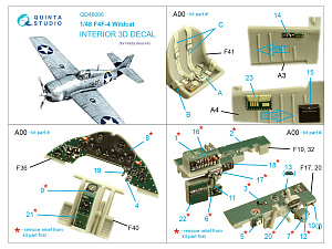 3D Декаль интерьера кабины F4F-4 Wildcat (HobbyBoss)