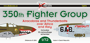 Декаль 1/72 350th Fighter Group: P-39 & P-47s over Africa nad Italy (DK Decals)