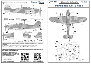 Окрасочная маска 1/72 Hurricane Mk I/ Mk II -camouflage А (Colibri Decals)