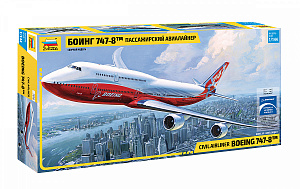 Сборная модель 1/144 Пассажирский авиалайнер Боинг 747-8 (Zvezda)