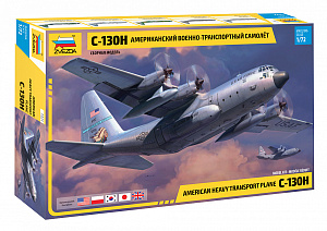 Сборная модель 1/72 Американский военно-транспортный самолет С-130Н (Zvezda)