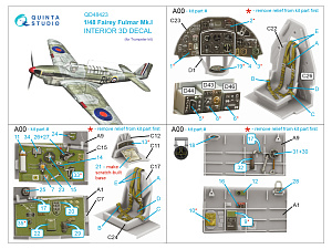 3D Декаль интерьера кабины Fairey Fulmar Mk.I (Trumpeter)