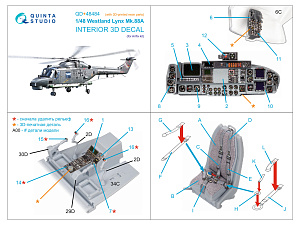 3D Декаль интерьера кабины Lynx Mk88A (Airfix) (с 3D-печатными деталями)
