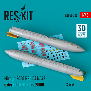 Дополнения из смолы 1/48 Dassault-Mirage 2000 RPL 541/542 external fuel tanks 2000lt (2pcs) (ResKit)