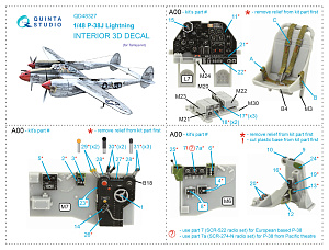 3D Декаль интерьера кабины P-38J (Tamiya)