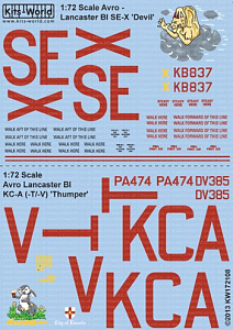 Декаль 1/72 Avro Lancaster B.I/III SE-X KB837 'Devil' 431 Sqn (Iroquois) 6 Grp Croft (Kits-World)