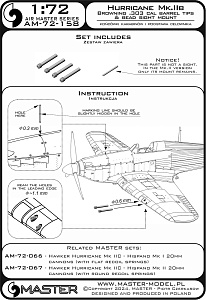 Дополнения из латуни 1/72 Hawker Hurricane Mk.IIb - Наконечники ствола Browning .303 и кр.прицела