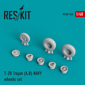 Дополнения из смолы 1/48 North-American T-28A/T-28B Trojan NAVY wheels set (ResKit)