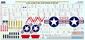 Декаль 1/32 INTRUDER AIRFRAME STENCILS & MARKINGS (High-Viz) Grumman A-6A,A-6B,6E,KA-6D (AOA Decals)