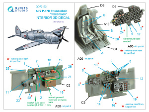 3D Декаль интерьера кабины P-47D Thunderbolt Razorback (Tamiya)