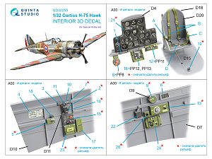 3D Декаль интерьера кабины Curtiss H-75 Hawk (Special Hobby)