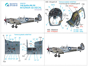 3D Декаль интерьера кабины Spitfire Mk.VIII (Eduard)