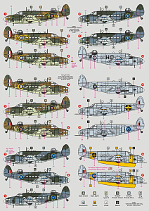 Декаль 1/72 Lockheed Hudson in RNZAF Service (16 camouflage schemes) x 17 (DK Decals)