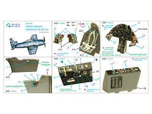 3D Декаль интерьера кабины F8F-2 Bearcat (Hobby Boss)