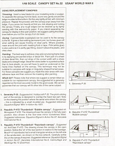 Набор остекления 1/48 Истребители ВВС Армии США во Второй мировой войне (Falcon)