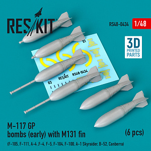 Дополнения из смолы 1/48 M-117 GP bombs (early) with M131 fin (6 pcs) (ResKit)