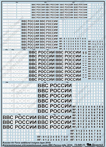Декаль 1/72 Дополнительные ОЗ ВВС России (Begemot)