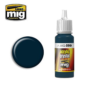 Краска акриловая CRYSTAL BLACK BLUE (Прозрачная светло-голубая) (Ammo Mig) (17ml)