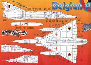 Декаль 1/72 Belgian Air Force Dassault-Mirage 5 Stencilling & zappings (Daco Products)