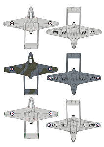 Декаль 1/72 de Havilland Vampire F.3, FB.5 & FB.9 Collection' (Aims)