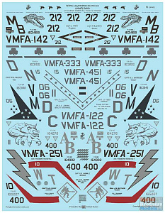 Декаль 1/32 McDonnell-Douglas F/A-18A/C Hornets Swarm  (Flying Leathernecks)