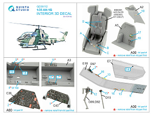 3D Декаль интерьера кабины AH-1G Cobra (ICM)