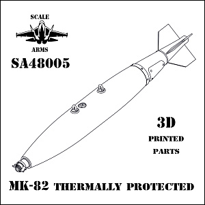 Дополнения из смолы 1/48 Авиационная бомба МК-82 (thermally protect)(в комплекте 6 шт.) (Scale Arms)