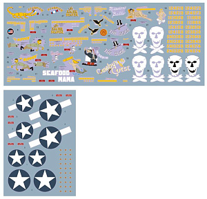 Декаль 1/72 Consolidated B-24D Liberator 90th BG "The Jolly Rogers" (DK Decals)