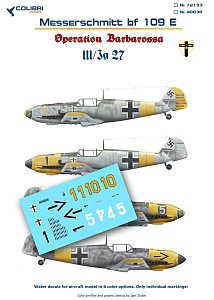Декаль 1/72 Bf-109 E III/JG 27 (Operation Barbarossa) (Colibri Decals)