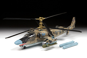 Сборная модель 1/48 Российский разведывательно-ударный вертолет Ка-52 (Zvezda)
