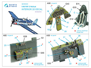 3D Декаль интерьера кабины F6F-3 Hellcat (Eduard)