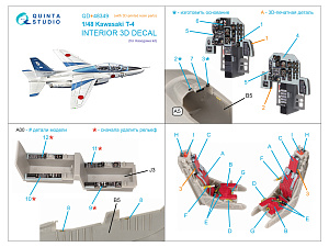 3D Декаль интерьера кабины Kawasaki T-4 (Hasegawa) (с 3D-печатными деталями)