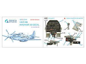 3D Декаль интерьера кабины P-51D Mustang (Zoukei-Mura SWS) (Малая версия)
