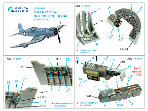 3D Декаль интерьера кабины F4U-2 Corsair (Hobby Boss)