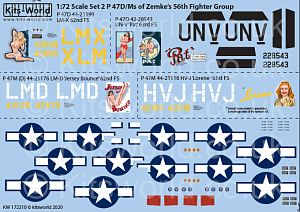 Декаль 1/72 Republic P-47D/M Thunderbolts of Hub Zemke's 56th Fighter Group (Kits-World)