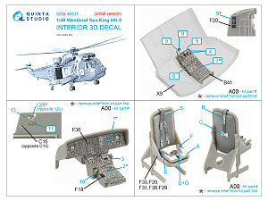 3D Декаль интерьера кабины Westland Sea King HU.5 (Airfix) (Малая версия)