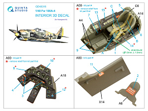 3D Декаль интерьера кабины Fw 190A-4 (Hasegawa)