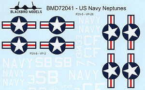 Декаль 1/72 U.S. Navy Lockheed Neptune P2V-5 Neptune - VP-2 and VP-28  (Blackbird Models)