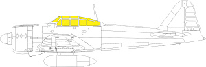 Окрасочная маска 1/48 Mitsubishi A6M3 Zero TFace canopy frame paint mask (inside & outside)(Eduard)