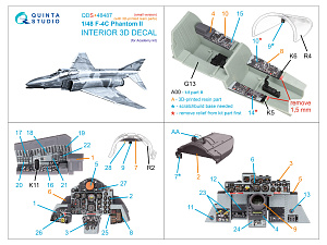 3D Декаль интерьера для F-4C Phantom II (Academy) (малая версия) (с 3D-печатными деталями)