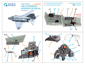 3D Декаль интерьера для F-4J Phantom II (Academy) (малая версия) (с 3D-печатными деталями)