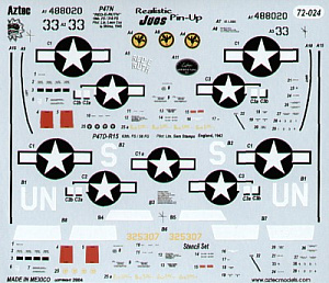 Декаль 1/72 Pin Up Thunderbolts (2) Republic P-47D Thunderbolt 'Razorback' (Aztec)