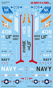 Декаль 1/72 North-American FJ-3 Fury US Navy - Part 1 (Caracal Models)