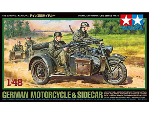 Сборная модель 1/48 Мотоцикл армейский, с коляской BMW R 75 (Tamiya)
