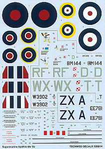 Декаль 1/32 Supermarine Spitfire Mk.Vb (5) RM144 RF-D 303 Polish Sqn 3 versions' (Techmod)