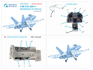 3D Декаль интерьера кабины F/A-18A++ (Hasegawa) (Малая версия)